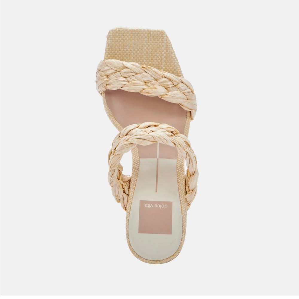Dolce Vita Paily Pink Raffia Vanilla Heels Size 7.5-8.5 - Picture 2 of 7